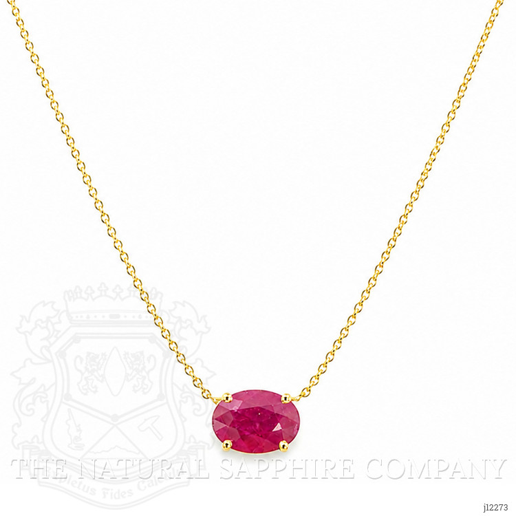 1.02 Ct. Ruby Halo Necklace, 14K Yellow Gold