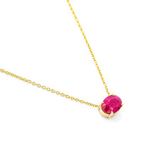 1.02 Ct. Ruby Halo Necklace, 14K Yellow Gold Image
