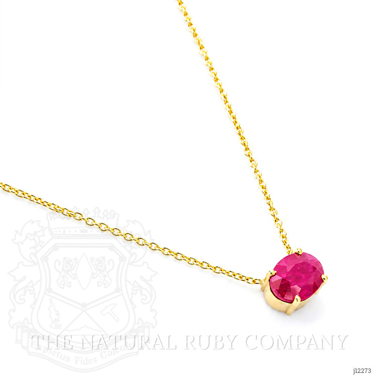 1.02 Ct. Ruby Halo Necklace, 14K Yellow Gold