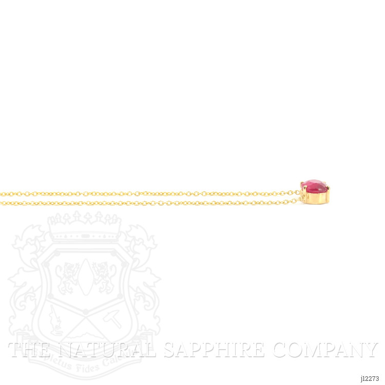 1.02 Ct. Ruby Halo Necklace, 14K Yellow Gold