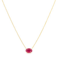 1.02 Ct. Ruby Halo Necklace, 14K Yellow Gold Image