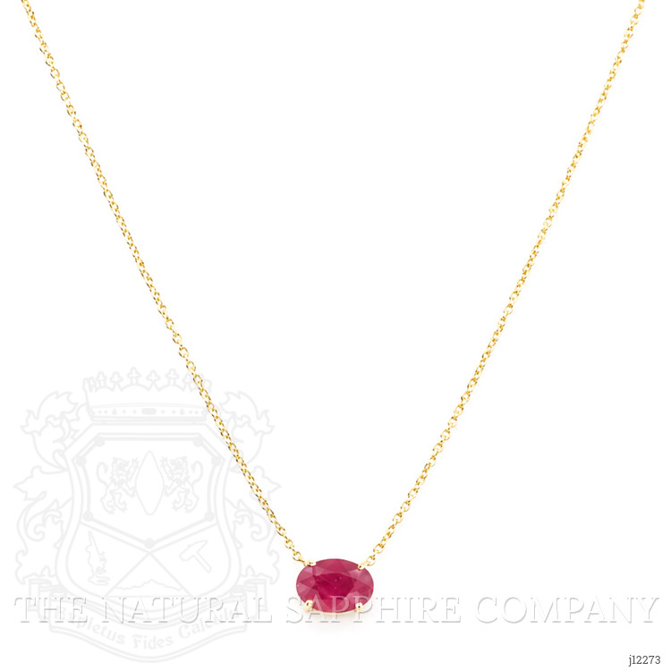 1.02 Ct. Ruby Halo Necklace, 14K Yellow Gold