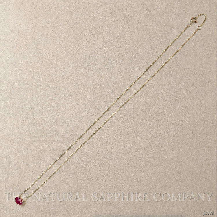 1.02 Ct. Ruby Halo Necklace, 14K Yellow Gold