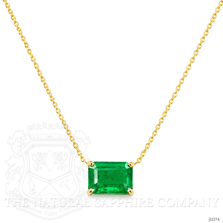 0.86 Ct. Emerald Solitaire Necklace, 14K Yellow Gold