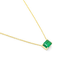 0.86 Ct. Emerald Solitaire Necklace, 14K Yellow Gold Image