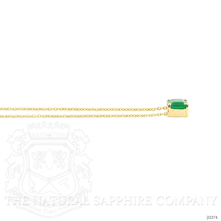 0.86 Ct. Emerald Solitaire Necklace, 14K Yellow Gold