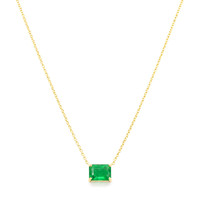 0.86 Ct. Emerald Solitaire Necklace, 14K Yellow Gold Image