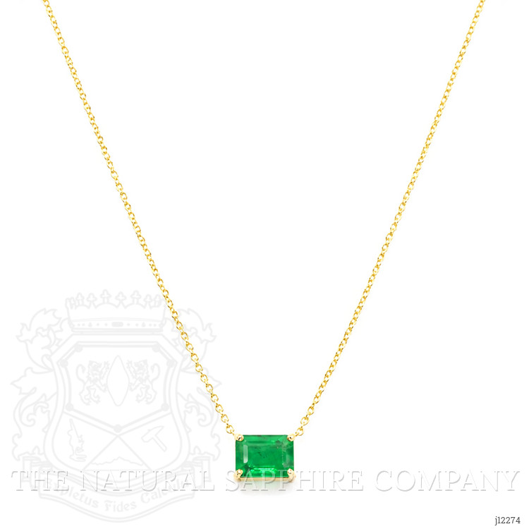 0.86 Ct. Emerald Solitaire Necklace, 14K Yellow Gold