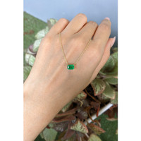 0.86 Ct. Emerald Solitaire Necklace, 14K Yellow Gold Life Style