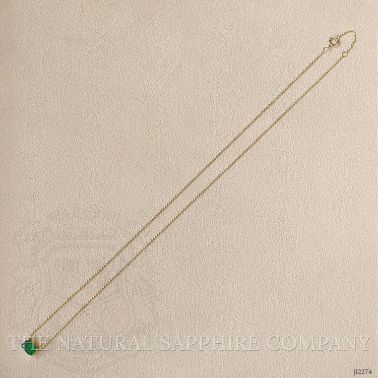 0.86 Ct. Emerald Solitaire Necklace, 14K Yellow Gold