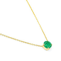 0.64 Ct. Emerald Solitaire Necklace, 14K Yellow Gold Image