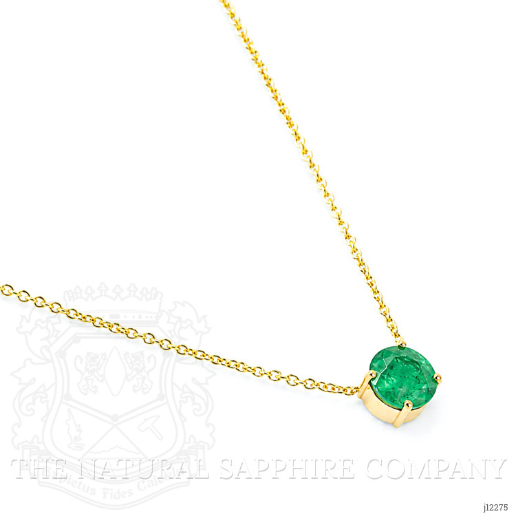 0.64 Ct. Emerald Solitaire Necklace, 14K Yellow Gold