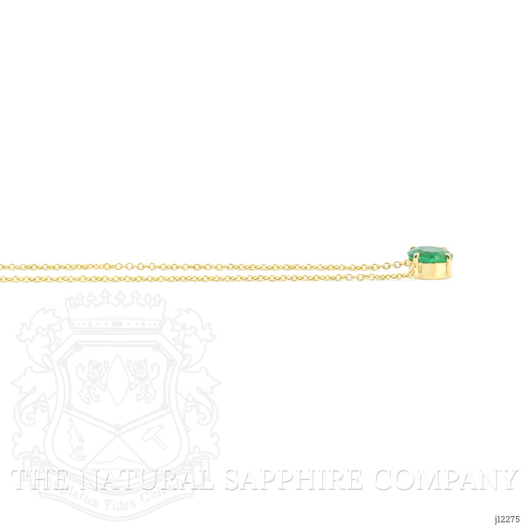 0.64 Ct. Emerald Solitaire Necklace, 14K Yellow Gold