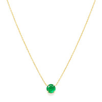 0.64 Ct. Emerald Solitaire Necklace, 14K Yellow Gold Image