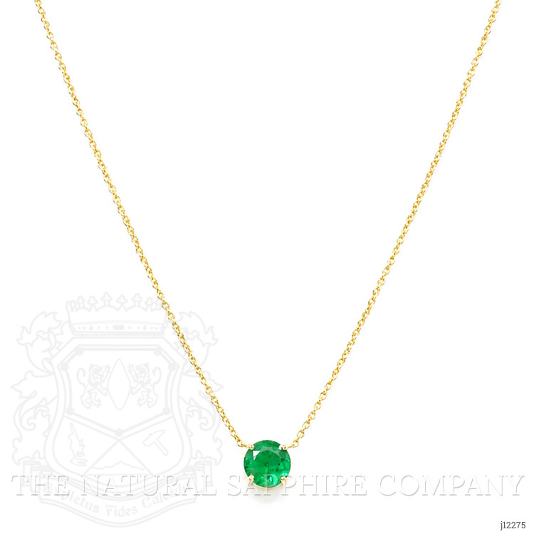 0.64 Ct. Emerald Solitaire Necklace, 14K Yellow Gold