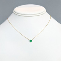 0.64 Ct. Emerald Solitaire Necklace, 14K Yellow Gold Life Style