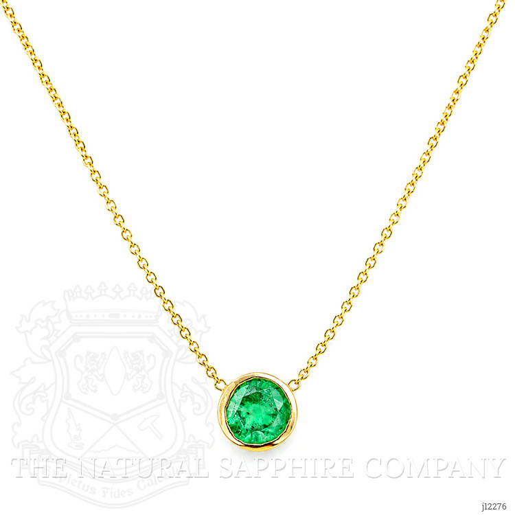 0.65 Ct. Emerald Bezel Necklace, 14K Yellow Gold