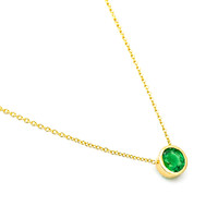 0.65 Ct. Emerald Bezel Necklace, 14K Yellow Gold Image