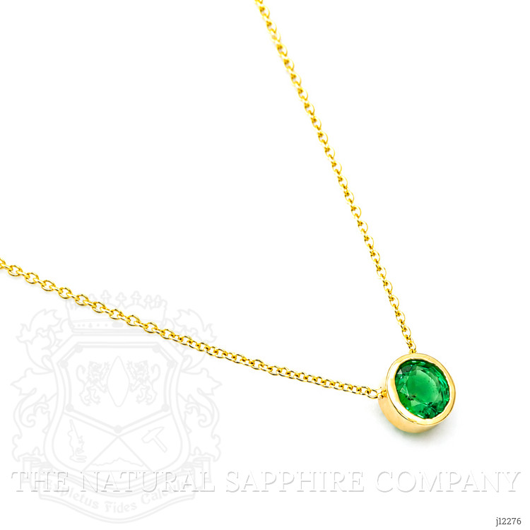 0.65 Ct. Emerald Bezel Necklace, 14K Yellow Gold
