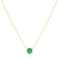 0.65 Ct. Emerald Bezel Necklace, 14K Yellow Gold Image