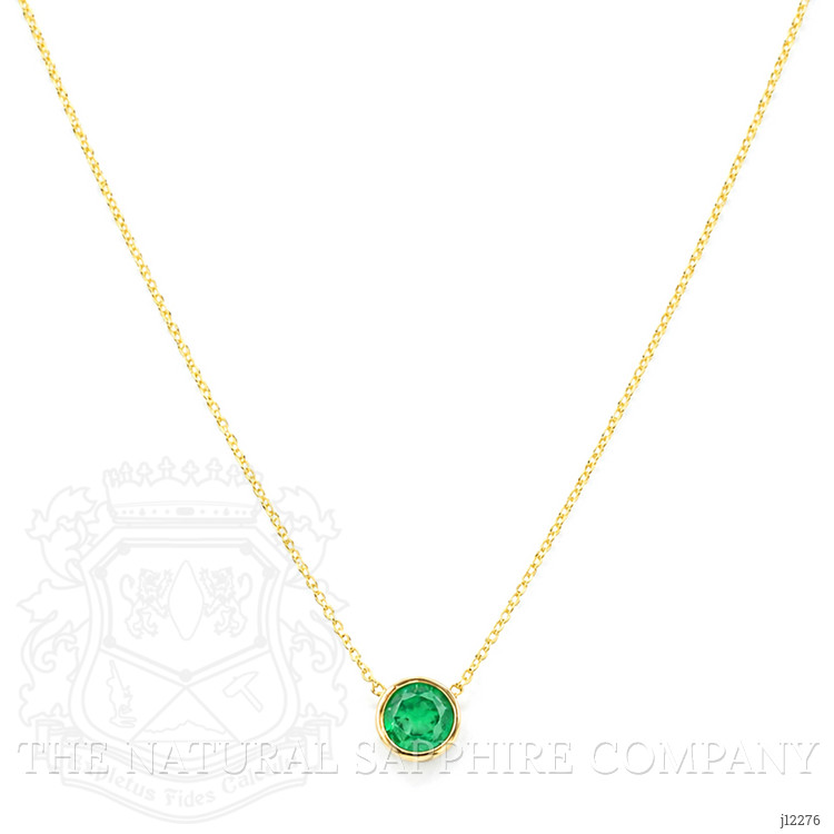 0.65 Ct. Emerald Bezel Necklace, 14K Yellow Gold