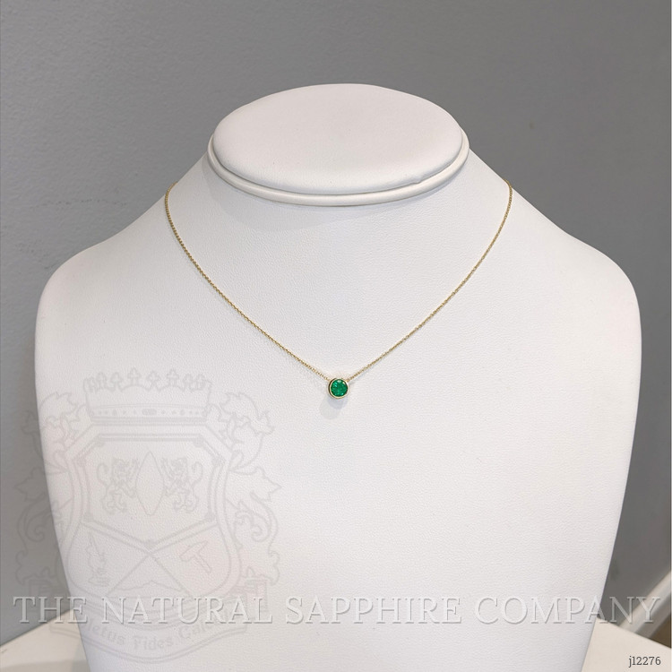 0.65 Ct. Emerald Bezel Necklace, 14K Yellow Gold