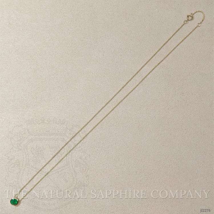 0.65 Ct. Emerald Bezel Necklace, 14K Yellow Gold