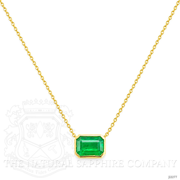 1.02 Ct. Emerald Bezel Necklace, 14K Yellow Gold