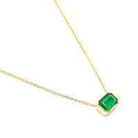 1.02 Ct. Emerald Bezel Necklace, 14K Yellow Gold Image