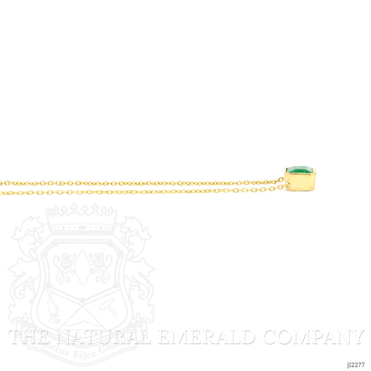 1.02 Ct. Emerald Bezel Necklace, 14K Yellow Gold