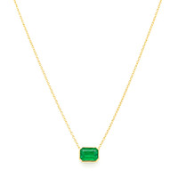 1.02 Ct. Emerald Bezel Necklace, 14K Yellow Gold Image