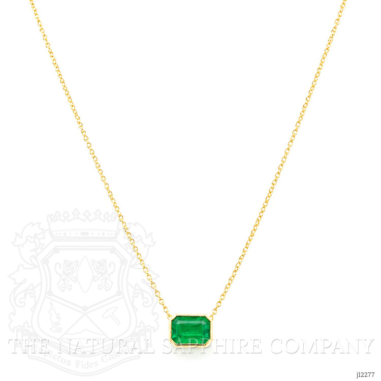 1.02 Ct. Emerald Bezel Necklace, 14K Yellow Gold