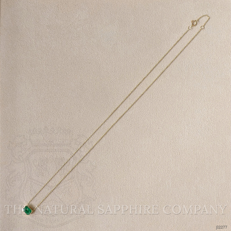 1.02 Ct. Emerald Bezel Necklace, 14K Yellow Gold