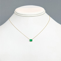 1.02 Ct. Emerald Bezel Necklace, 14K Yellow Gold Life Style