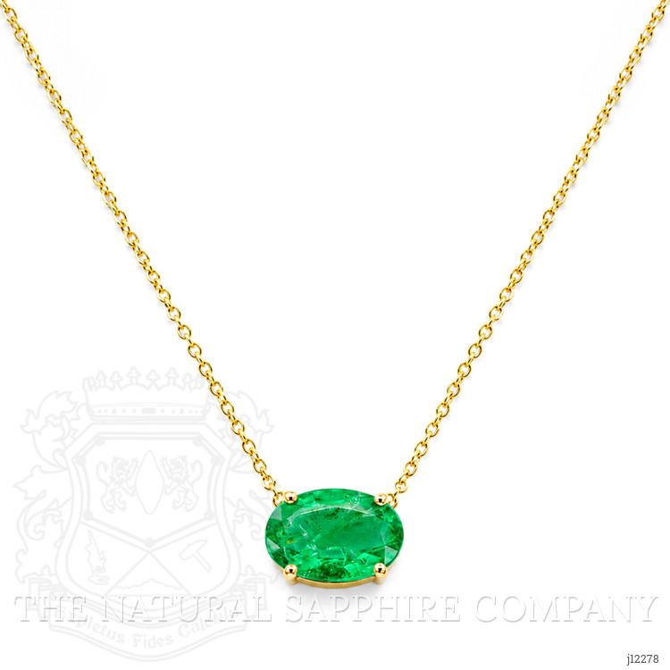 0.67 Ct. Emerald Solitaire Necklace, 14K Yellow Gold