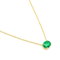 0.67 Ct. Emerald Solitaire Necklace, 14K Yellow Gold Image