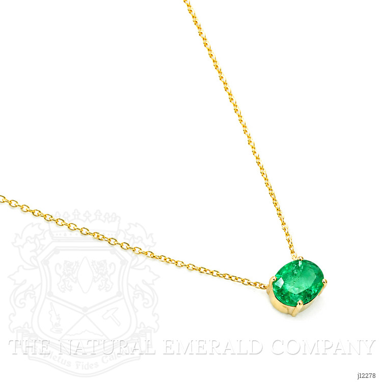 0.67 Ct. Emerald Solitaire Necklace, 14K Yellow Gold