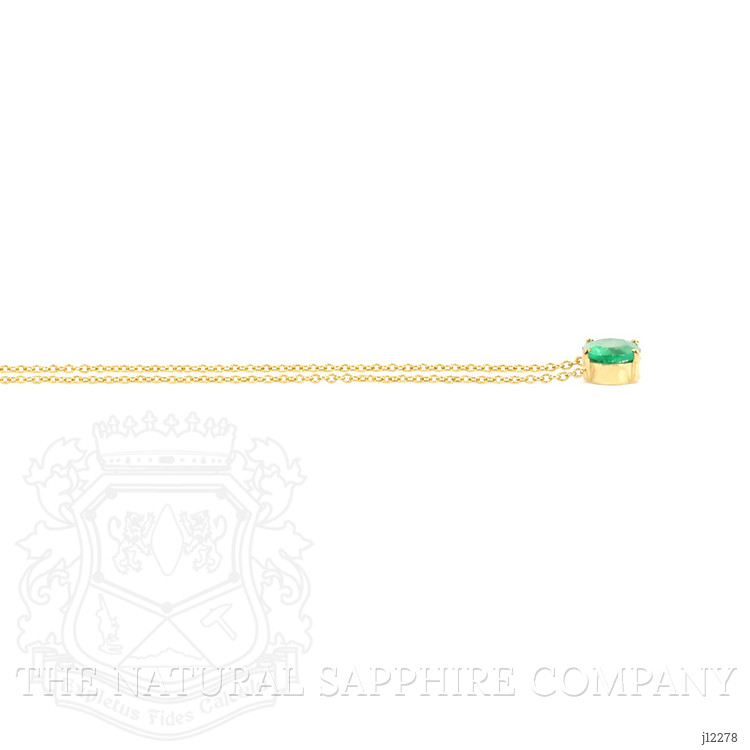 0.67 Ct. Emerald Solitaire Necklace, 14K Yellow Gold