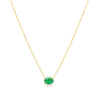 0.67 Ct. Emerald Solitaire Necklace, 14K Yellow Gold Image