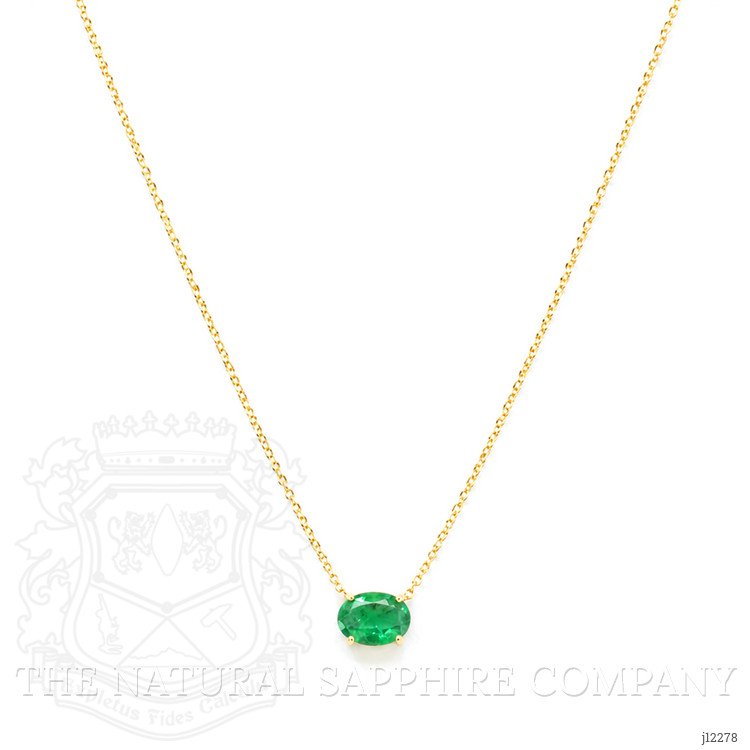 0.67 Ct. Emerald Solitaire Necklace, 14K Yellow Gold