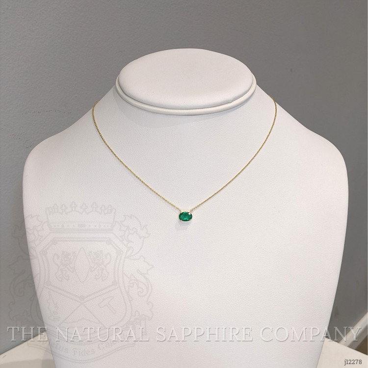 0.67 Ct. Emerald Solitaire Necklace, 14K Yellow Gold