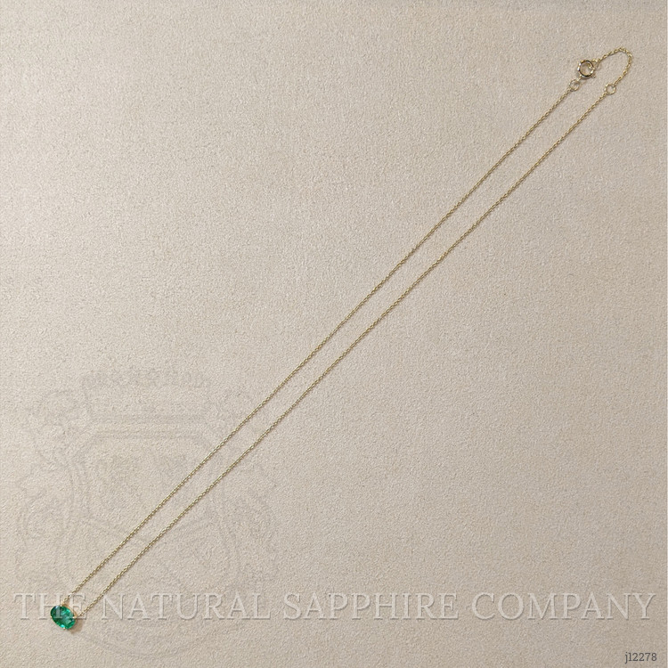 0.67 Ct. Emerald Solitaire Necklace, 14K Yellow Gold