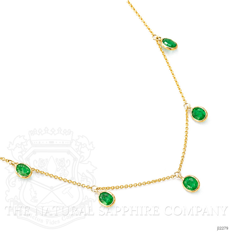 2.55 Ct. Emerald Bezel Necklace, 14K Yellow Gold