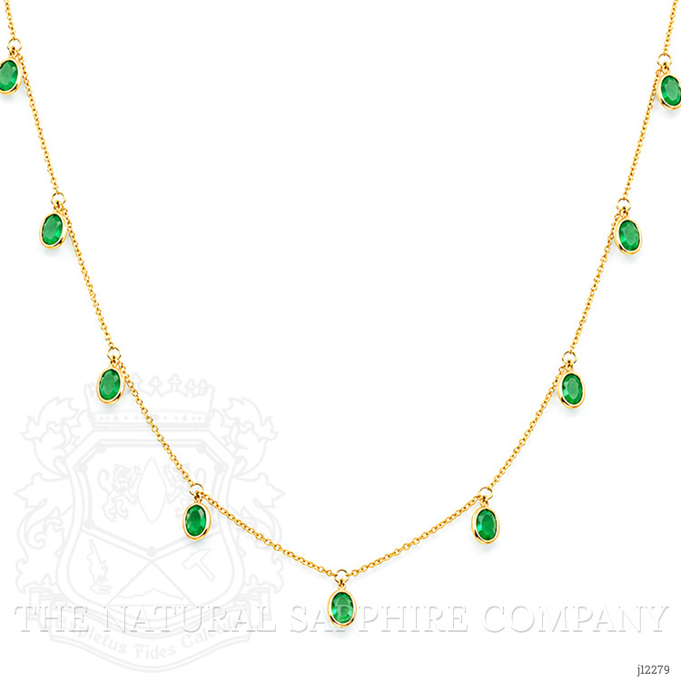 2.55 Ct. Emerald Bezel Necklace, 14K Yellow Gold