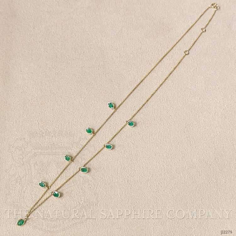 2.55 Ct. Emerald Bezel Necklace, 14K Yellow Gold