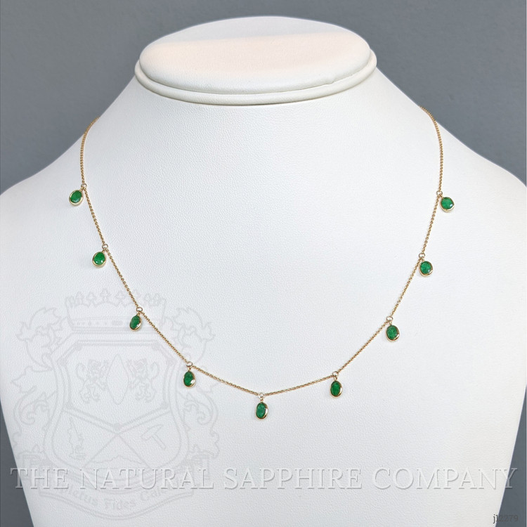 2.55 Ct. Emerald Bezel Necklace, 14K Yellow Gold
