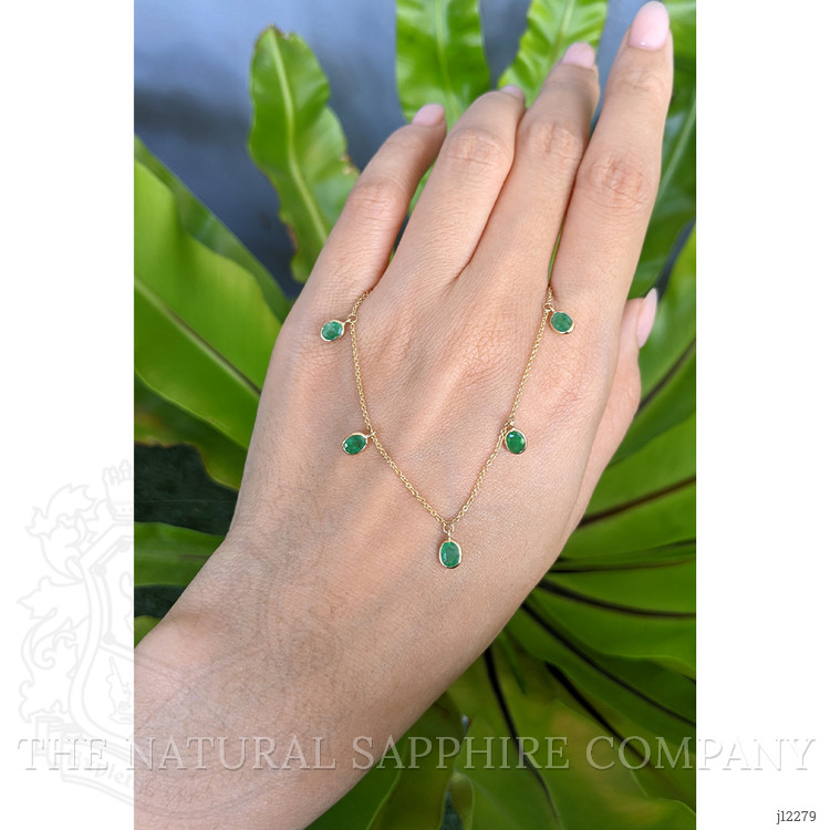 2.55 Ct. Emerald Bezel Necklace, 14K Yellow Gold