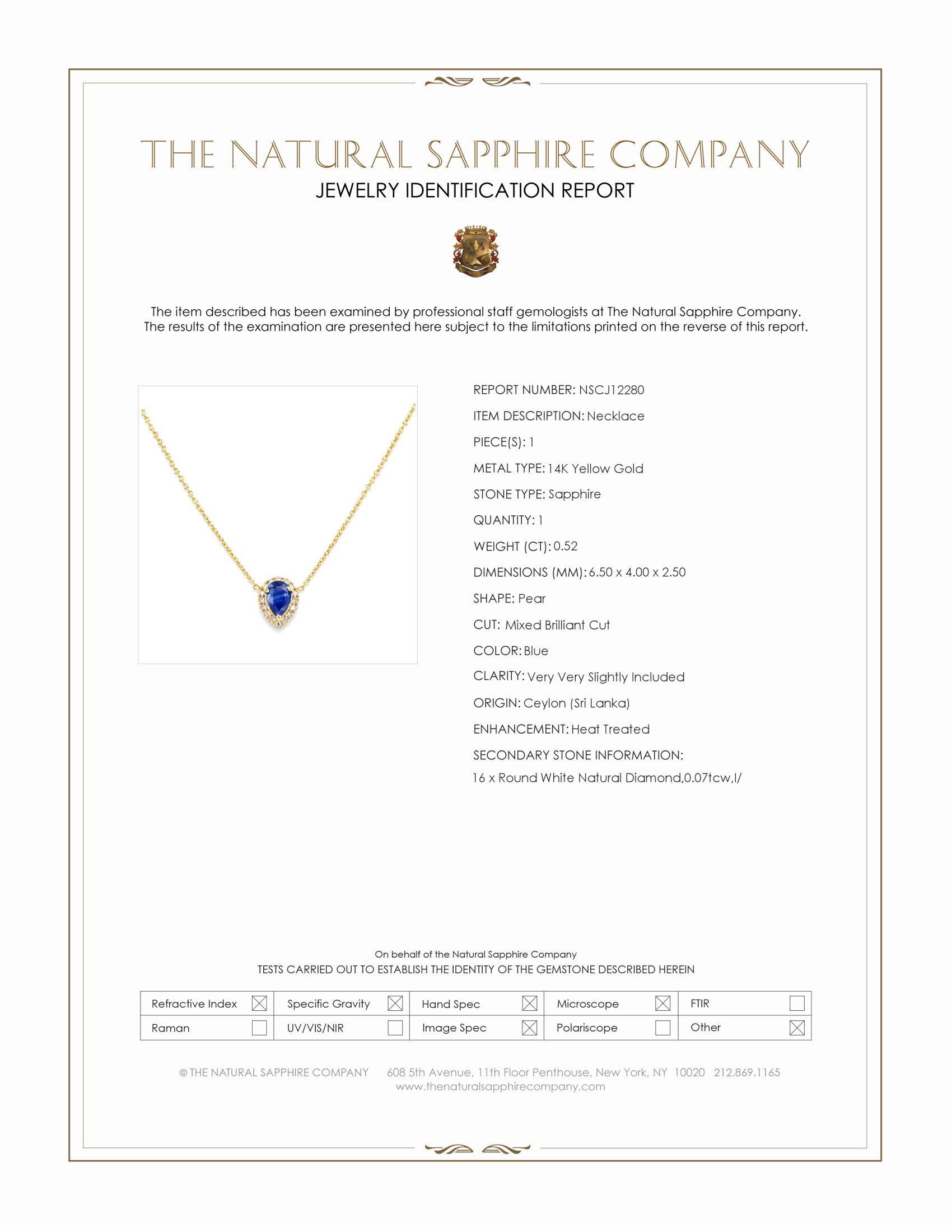 0.52 Ct. Blue Sapphire and Natural Diamond Pave Necklace, 14K Yellow Gold