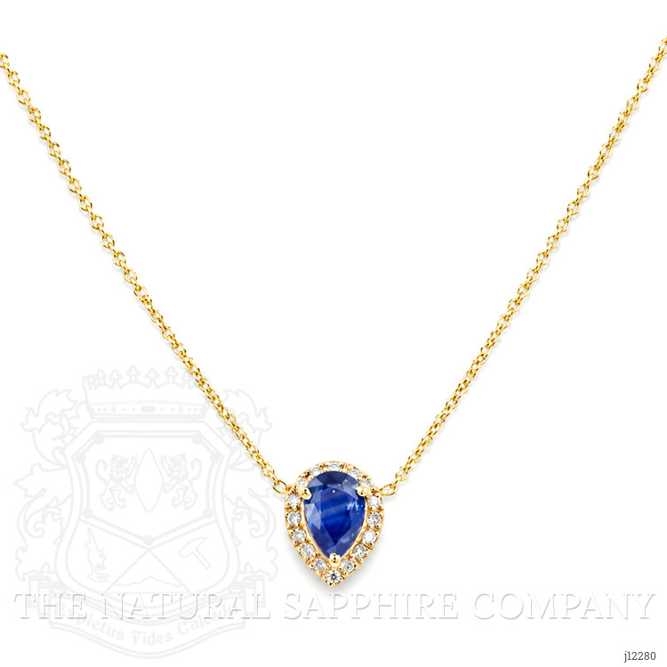 0.52 Ct. Blue Sapphire and Natural Diamond Pave Necklace, 14K Yellow Gold