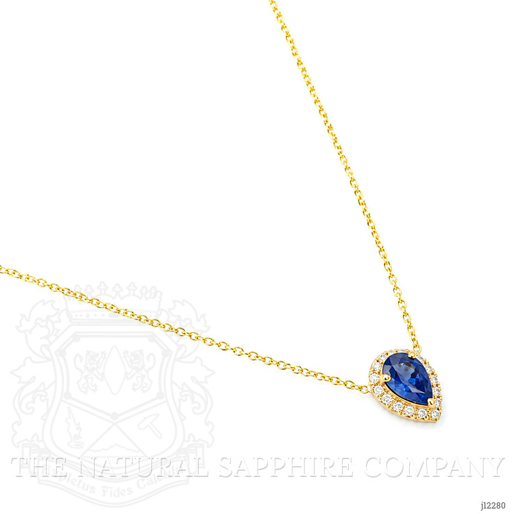 0.52 Ct. Blue Sapphire and Natural Diamond Pave Necklace, 14K Yellow Gold